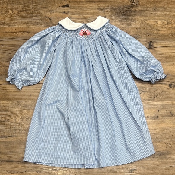 Blue Smocked Kids Dress - Picture 1 of 8